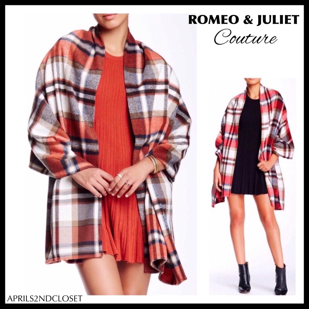 LUXE WRAP PLAID BLANKET PONCHO SCARF CAPE A3C - Picture 7 of 7